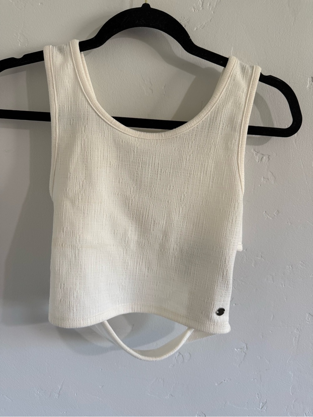 Roxy Sample - Small  Cream Ribbed Tank Top with Criss Cross back